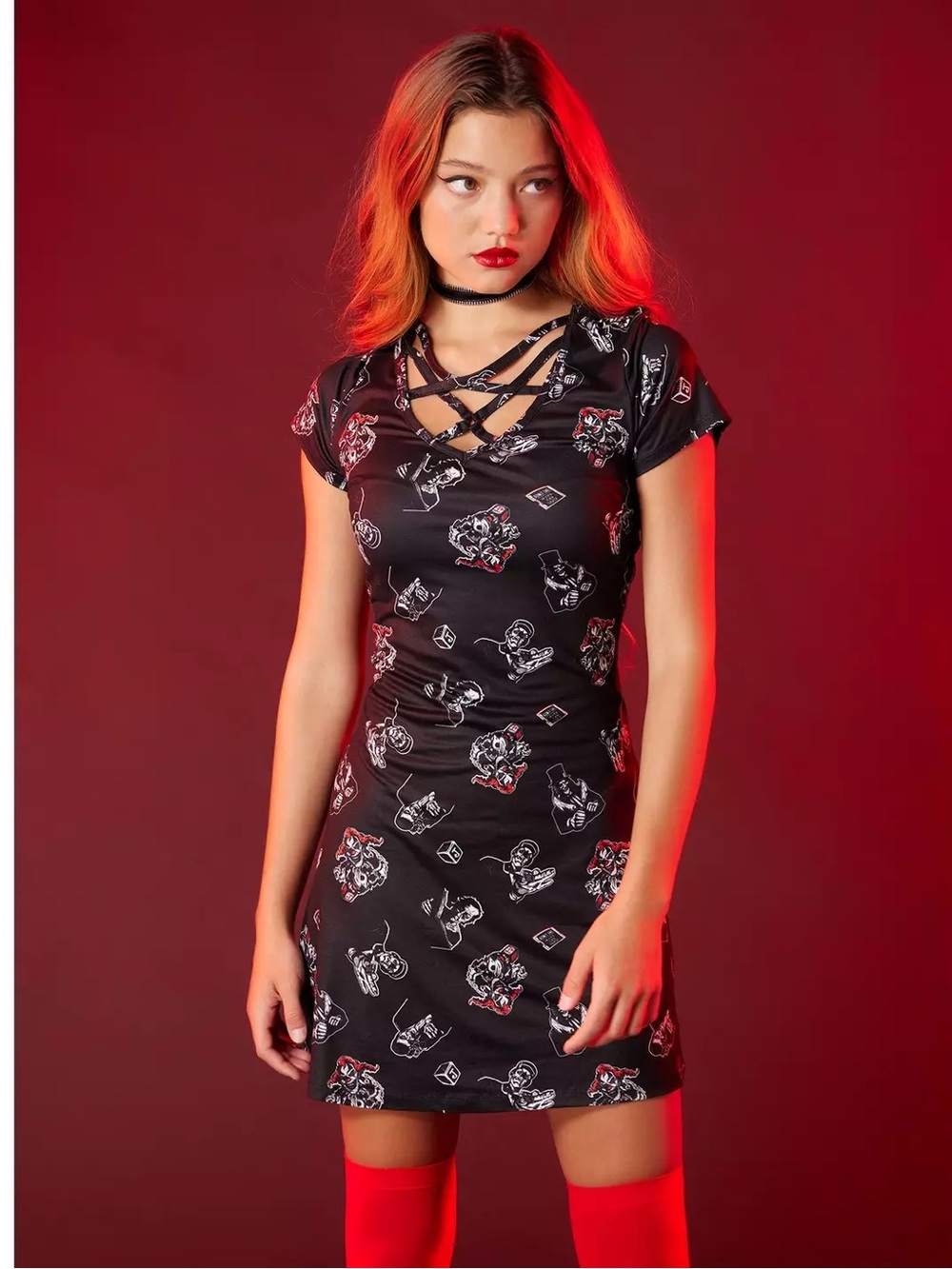 Universal Studios Halloween Horror Nights Characters Lace-Up Bodycon Dress -3X